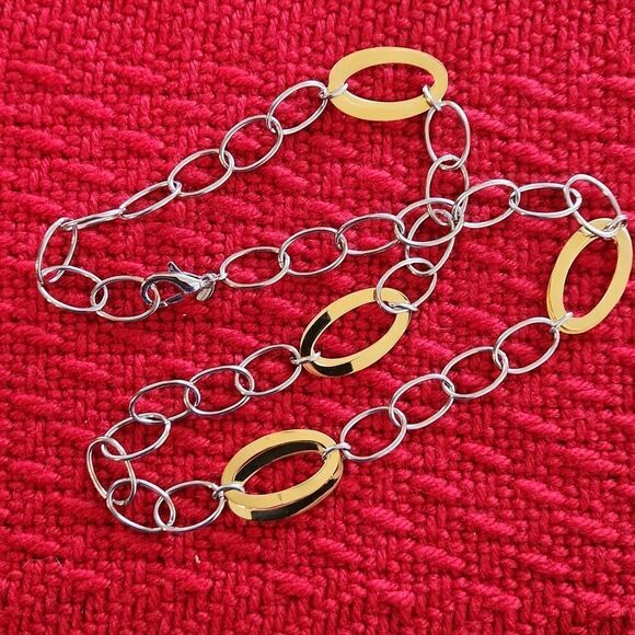 Milor 2 tone stainless chunk chain necklace - Picture 4 of 4